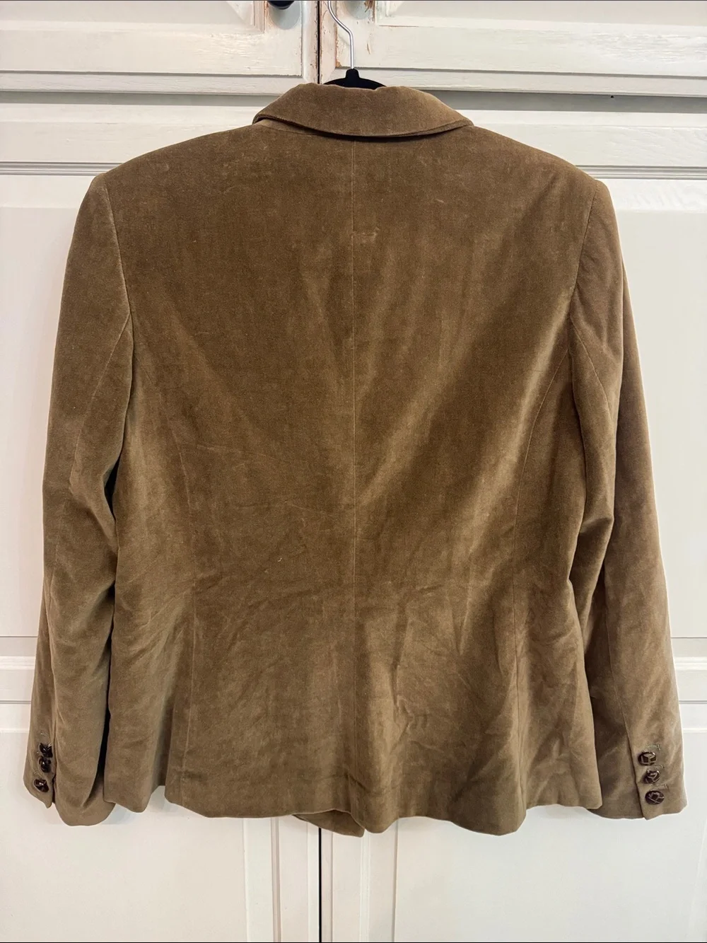 Boden Double-Breasted Velvet Blazer Jacket - Tan. Cotton. Size 12